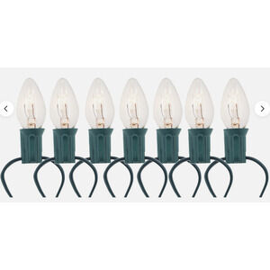 65 Ft Christmas Light String 55 Ct Clear White C7 Light Bulbs Indoor Outdoor